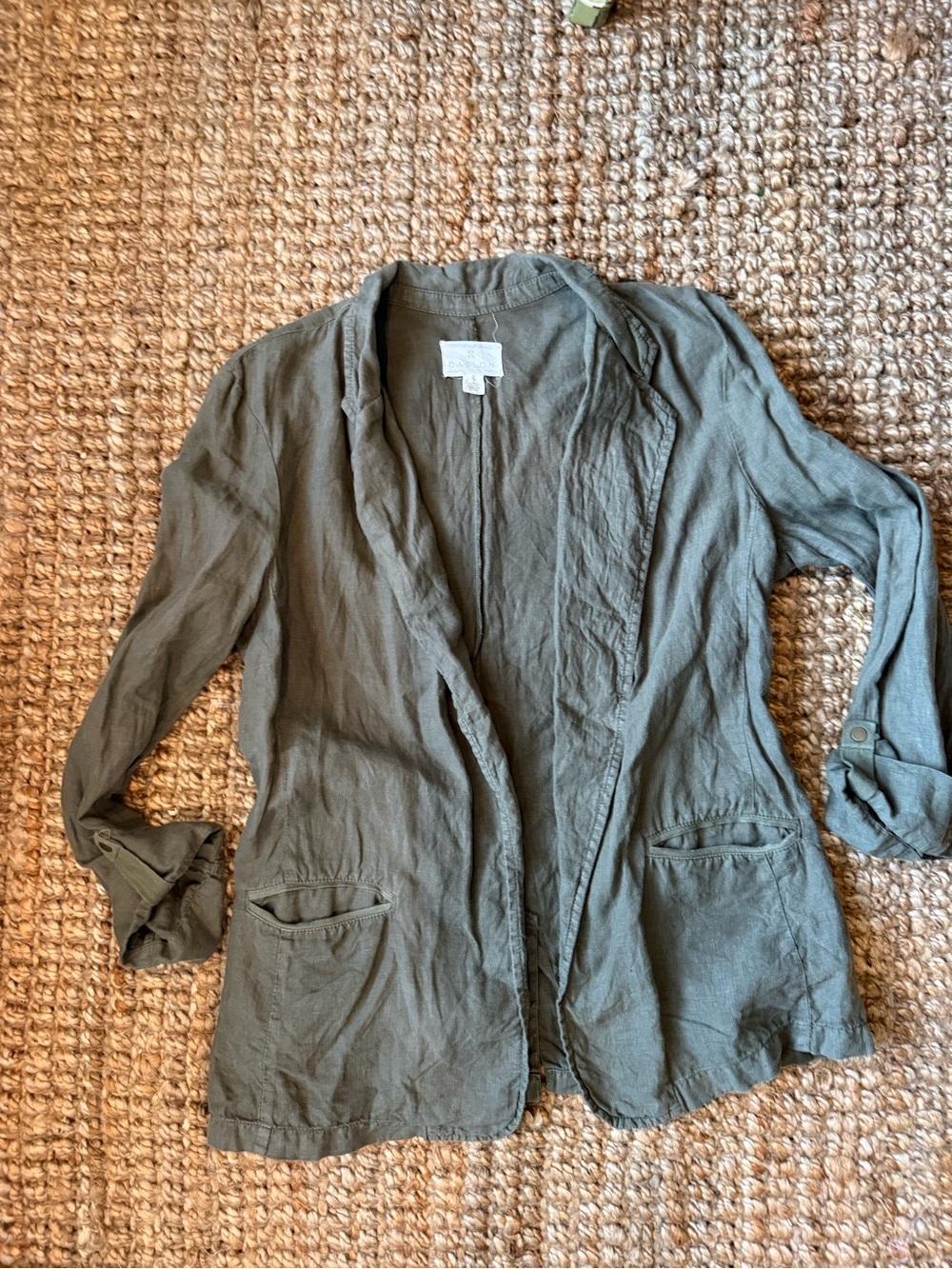 Caslon Olive Open-Front Lightweight Blazer